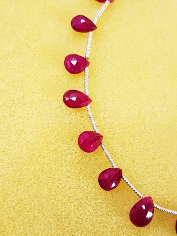 Ruby Glassfilled Faceted Pear Briollete Beads 6 x 4-10 x 8 MM Size 18 Pieces Briollete