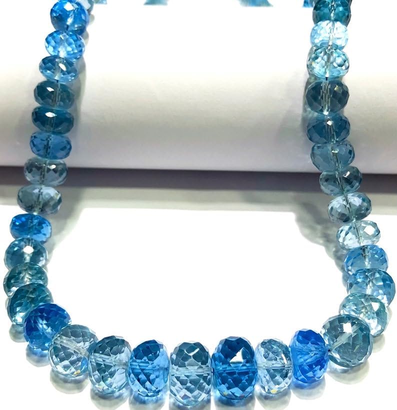 Natural Aquamarine Corundum rondelle Smooth Beads 6.5x10mm 17 inch Long String Jewelry Making Gemstone Beads for Necklace Bracelet