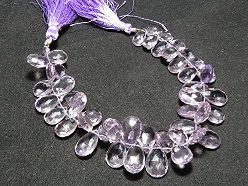 8 inch Strand of Natural Amethyst 8x12-10x15mm pear Faceted briolette Beads for DIY Jewelry Making. |BRIO_00311