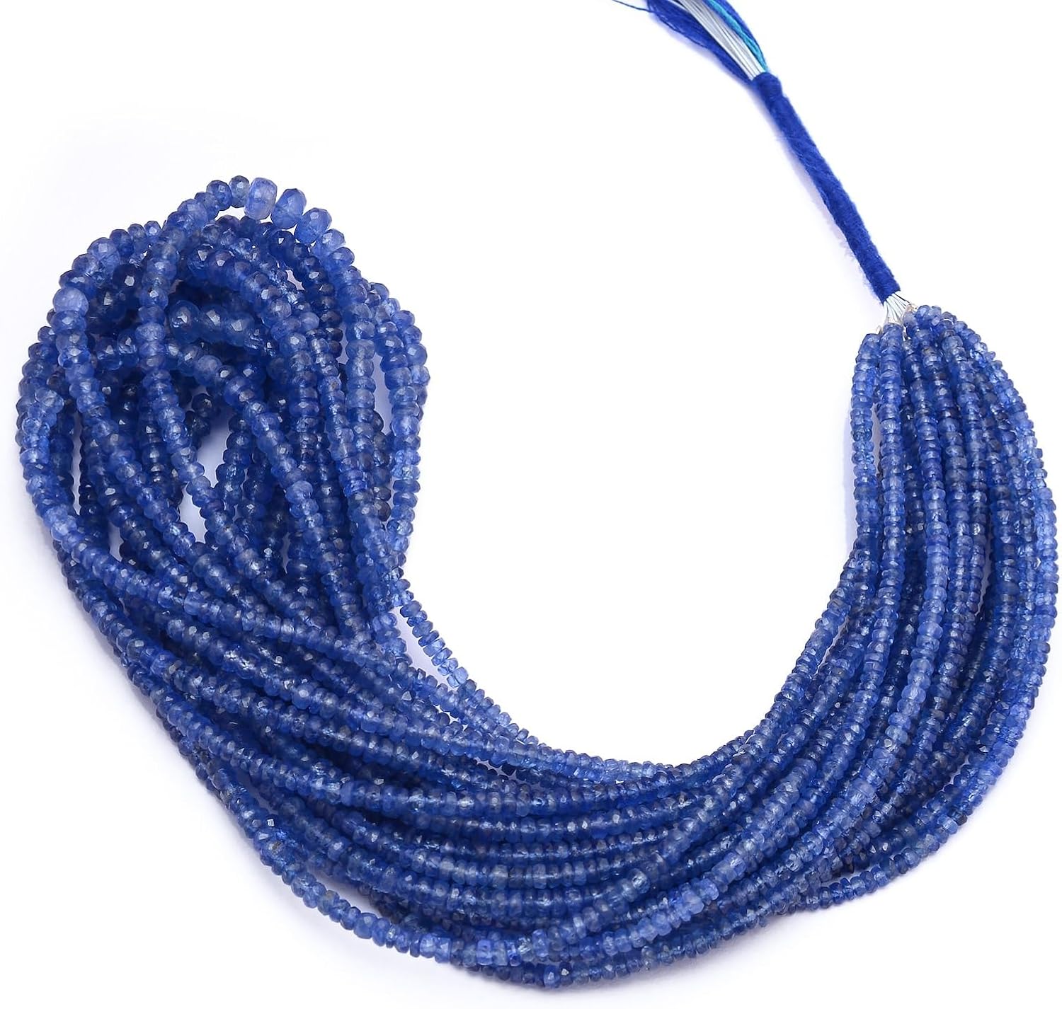Blue Sapphire Faceted Rondelle Beads 3-4mm – 16-inch Strand – Premium Quality for Jewelry Making & Crafting