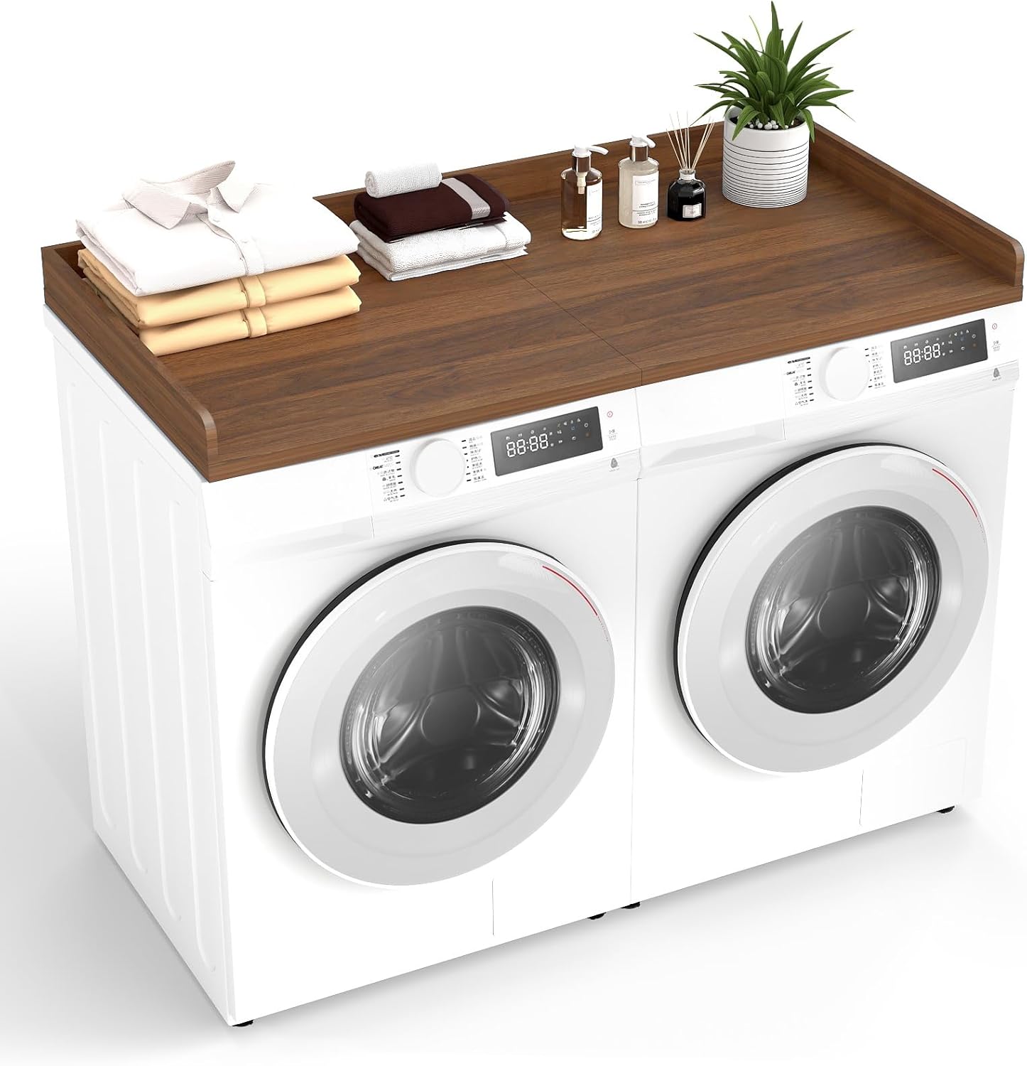 Wood Washer Dryer Countertop with Non-Slip Mats 27.5