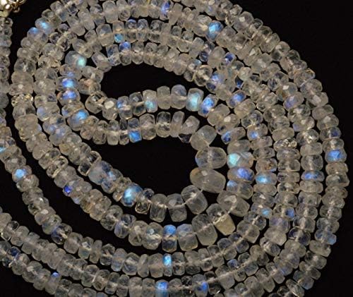 22 inch strand natural white rainbow 6-9 mm rondelle faceted beads natural gemstone white rainbow moonstone 6 to 9mm faceted rondelle beads 22 inch full strand super flashing blue fire super quality