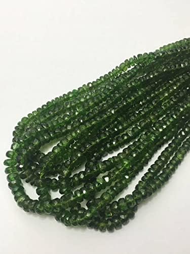 Natural Chromdioxide Faceted Rondelle Beads, 3mm to 5mm, 16 inches, Green Beads, Gemstone Beads, Semiprecious Stone Beads