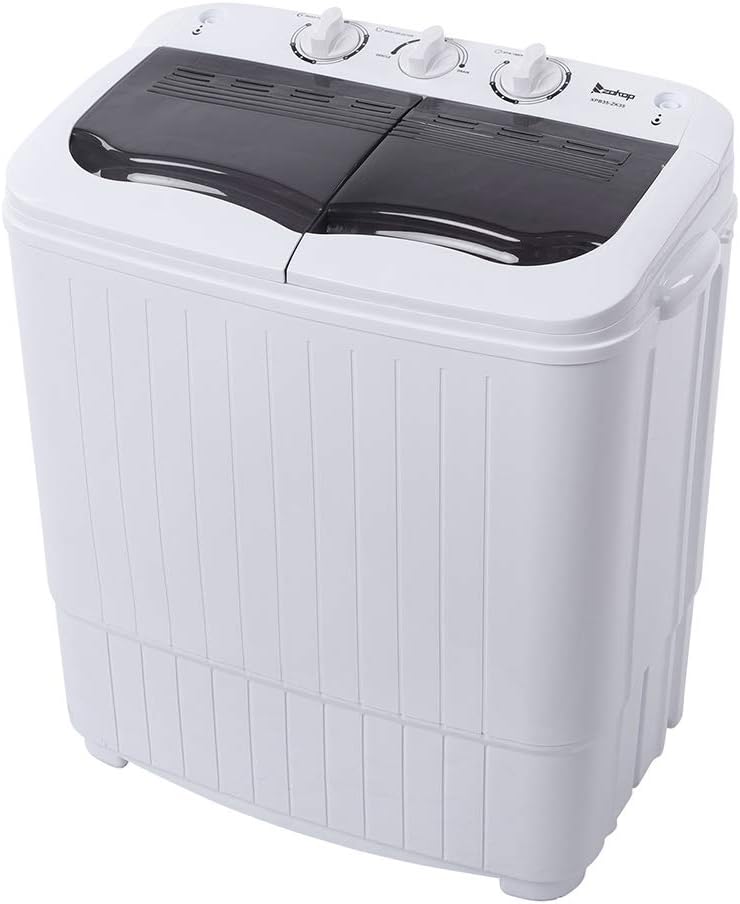 Twin Tub Mini Portable Clothes Washing Machine with Timer Control, 14.3lbs Capacity, Compact Washer(7.7lbs) and Spin Dryer Combo (6.6lbs) Semi-Automatic, For Apartment, Dorm, RV-Camping