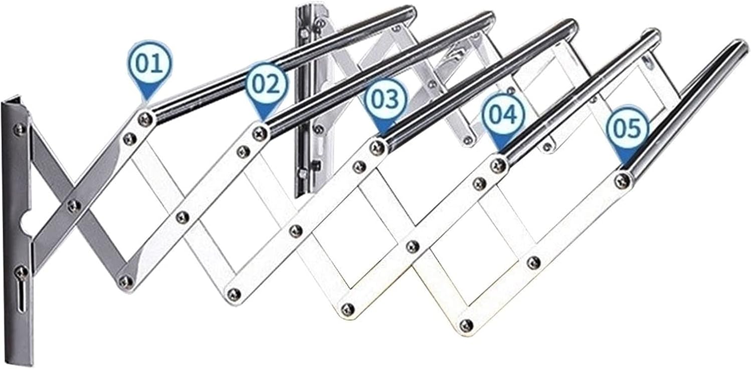 Stainless Steel Wall Mounted Clothes Drying Rack with Retractable Design Space Saving Large Capacity Towel Dryer