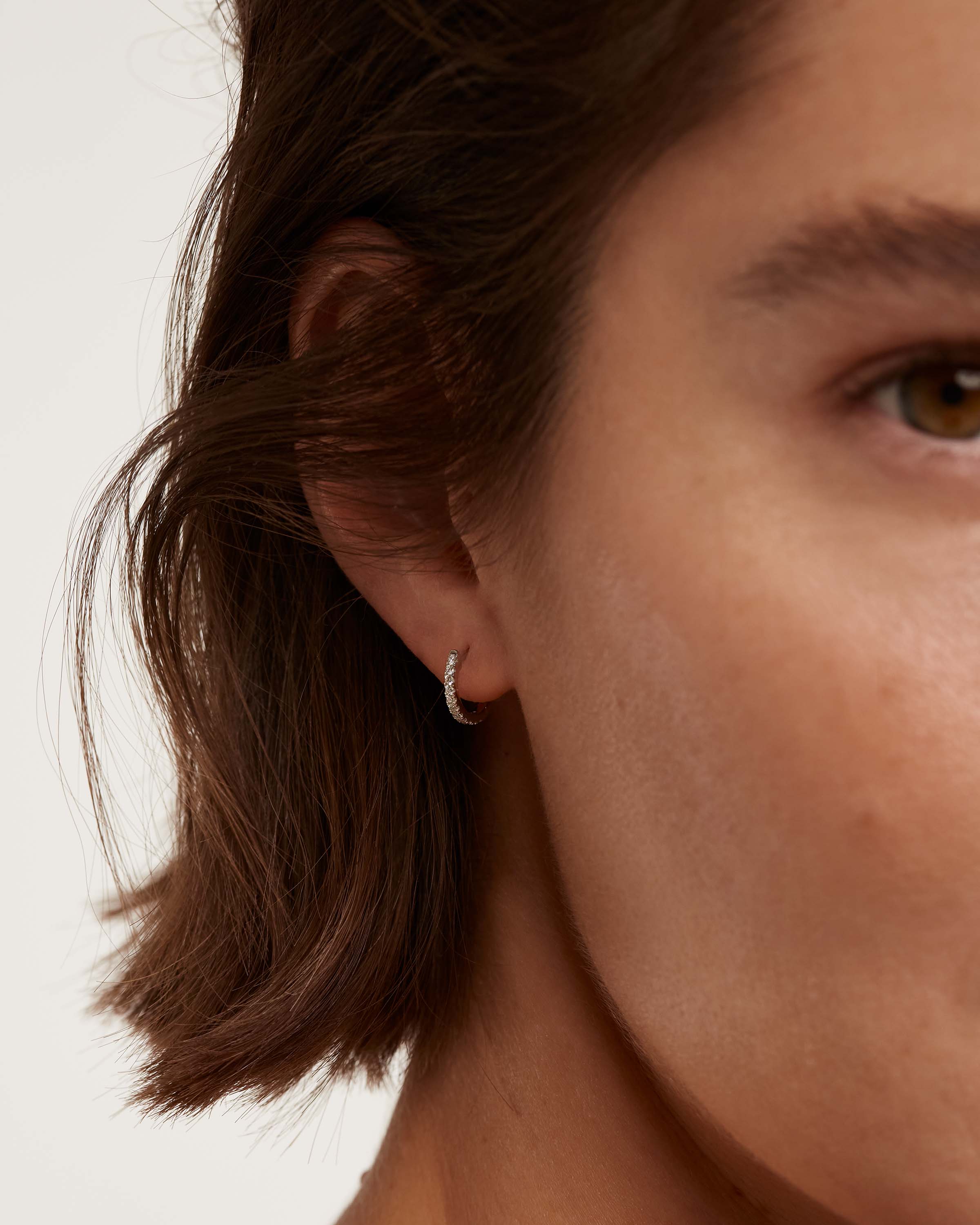 Diamonds and White Gold Eternity Mini Hoops