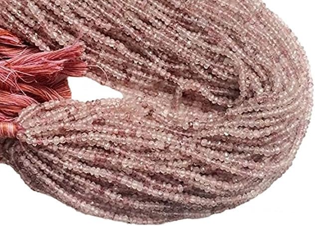 Natural Strawberry Quartz Faceted Rondelle Beads, Pink Beads, 3mm, 8 inch lot of 10 Strands CHIK-STRD-96437