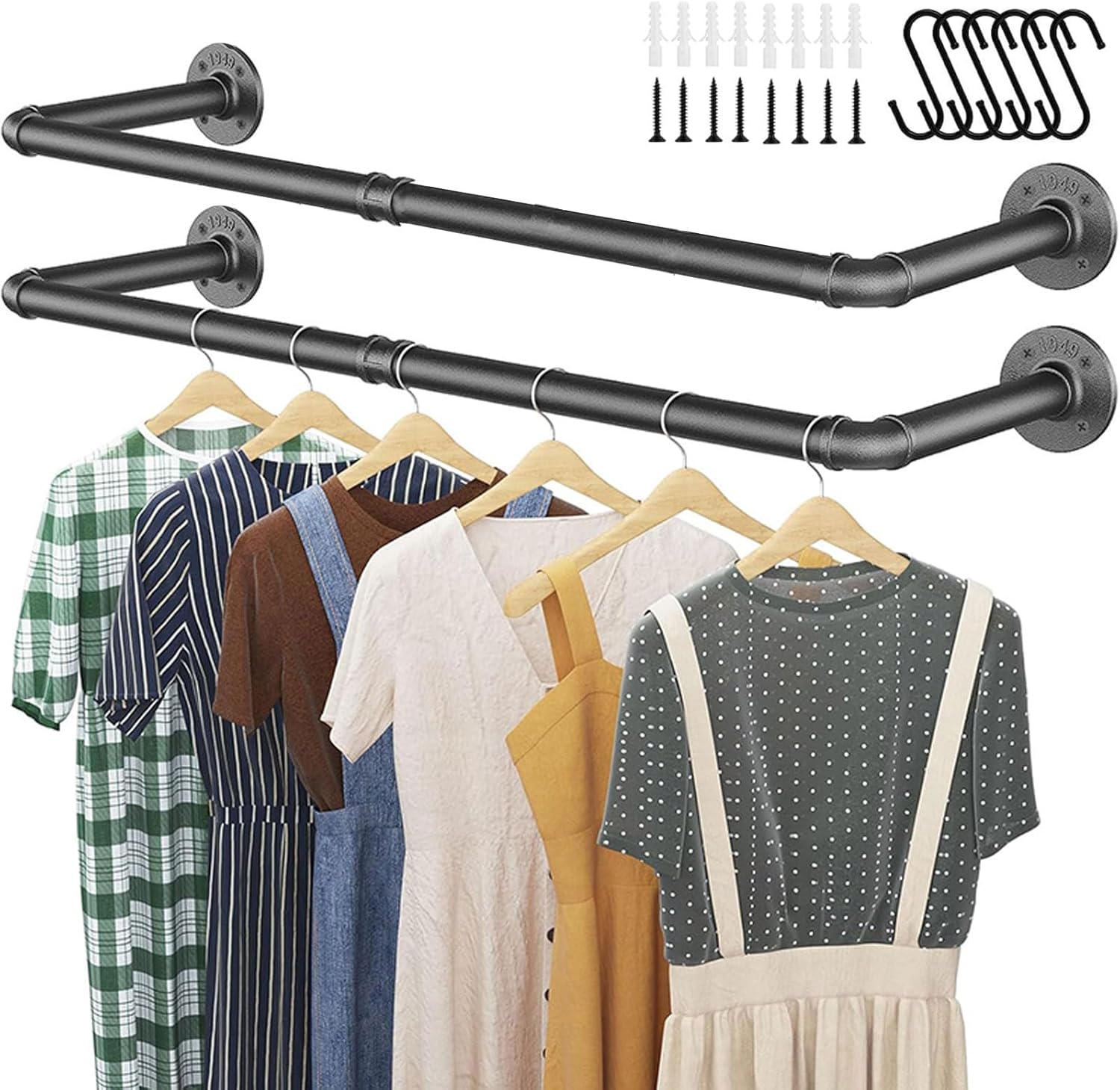 Vintage Wall Mounted Clothes Rack of 2，23.6