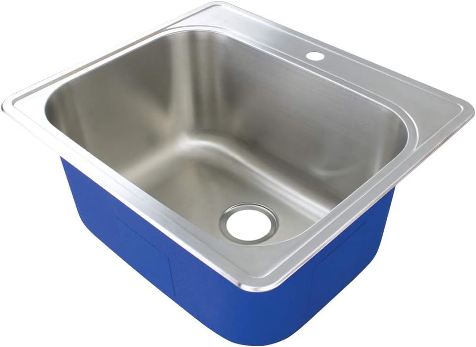 Transolid MTSB252212-1 Meridian Stainless Steel 25-in x 22-in x 12-in Laundry/Utility Sink with 1-Hole in Brushed Finish
