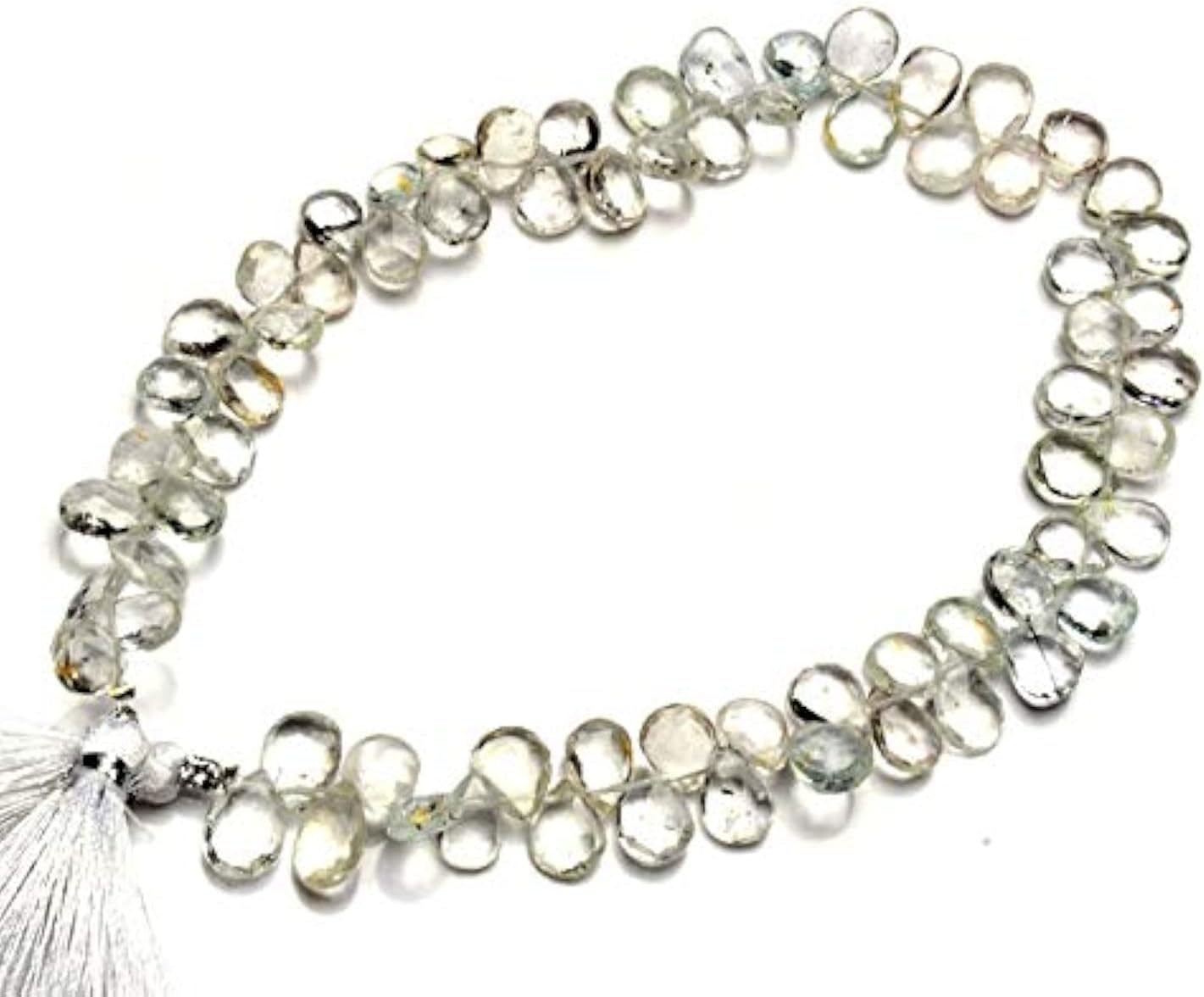 GEMZ 4 inch Strand of Natural White Topaz pear Shape Faceted Cut White Color briollete Beads for DIY Jewelry Making- Earring Necklace Bracelet.