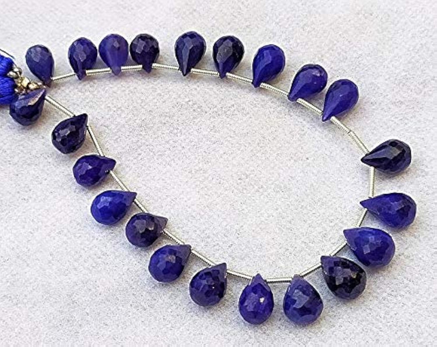 GEMZ 8 inch Strand of Natural Blue Sapphire Drop Shape Faceted Cut Blue Color briollete Beads for DIY Jewelry Making- Earring Necklace Bracelet.