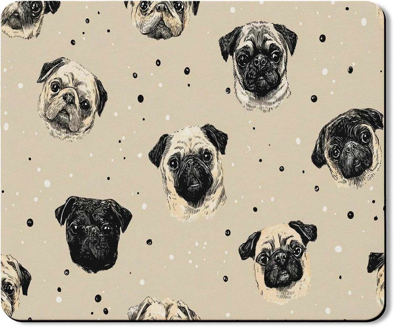 Pug Washer Dryer Top Protector Mat, Vintage Illustrated Pug Design Washing Machine Dust Cover, Cute Pug Patterns Rubber Anti-slip Waterproof Washer And Dryer Mats for Laundry Room 20x24 Inch