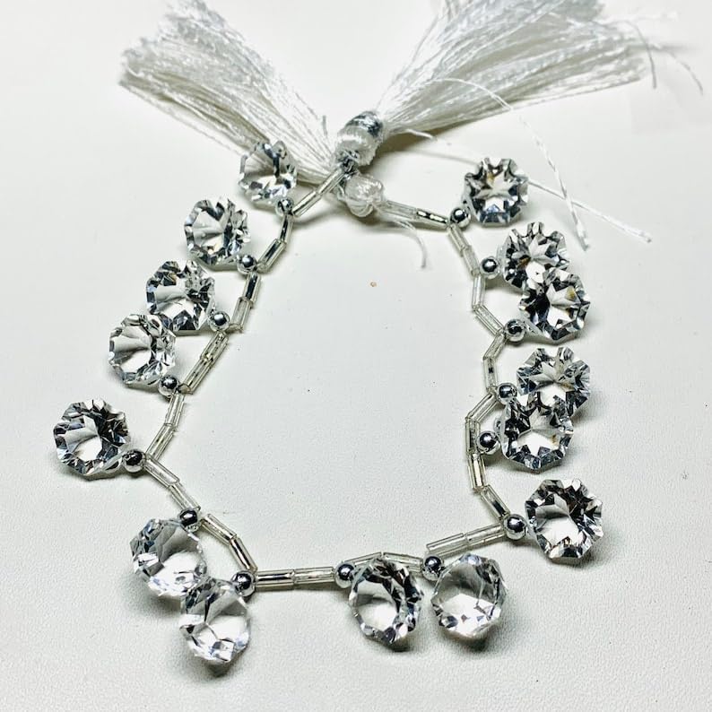 Natural Crystal Quartz concave Smooth Beads 10X8 mm 8 inch Long String Jewelry Making Gemstone Beads for Necklace Bracelet