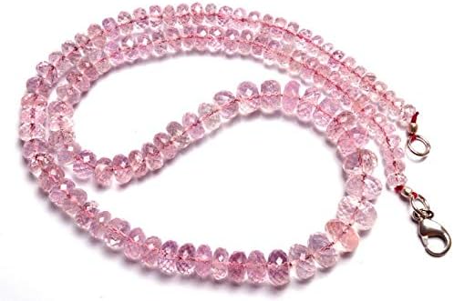 Natural Gemstone Morganite (Pink Beryl) 5 to 10MM Faceted Rondelle Beads 16.5 Inch Full Strand Super Rare AAA Quality Peachy Pink Color