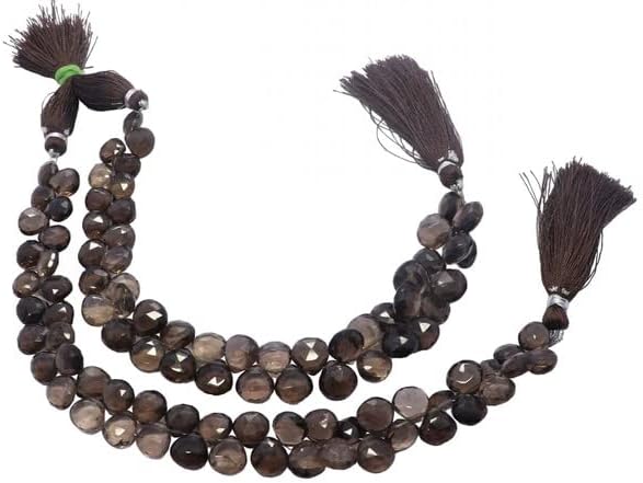 AAA Natural Smoky Quartz Faceted Heart Beads, 8-9 MM Quartz Gemstone, 8