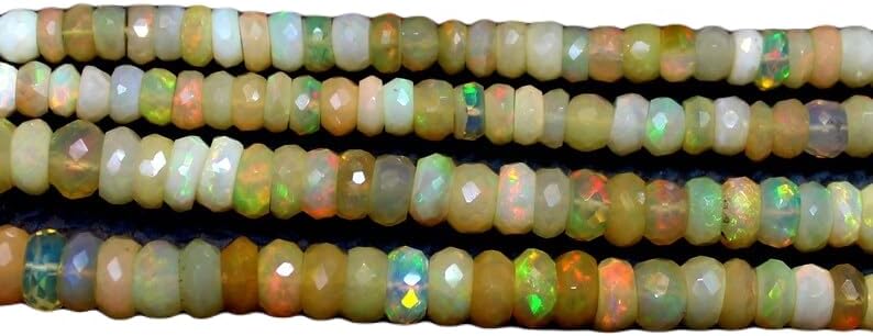 13 inch Strand of Natural gem Ethiopian Opal, 4-6.5 mm Rondelle Faceted Beads for DIY Jewelry Making. | Beads_03707