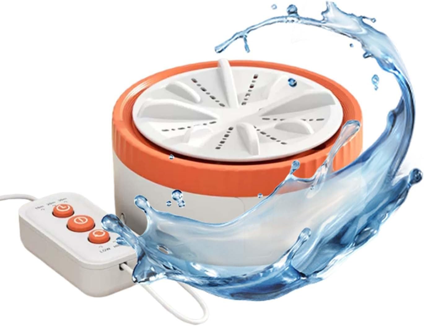 USB Portable Washing Machine 27W Mini Turbo Washing Machine Ultrasonic Clothes Washer for Underwear Baby Clothes Other Small Items(Orange)
