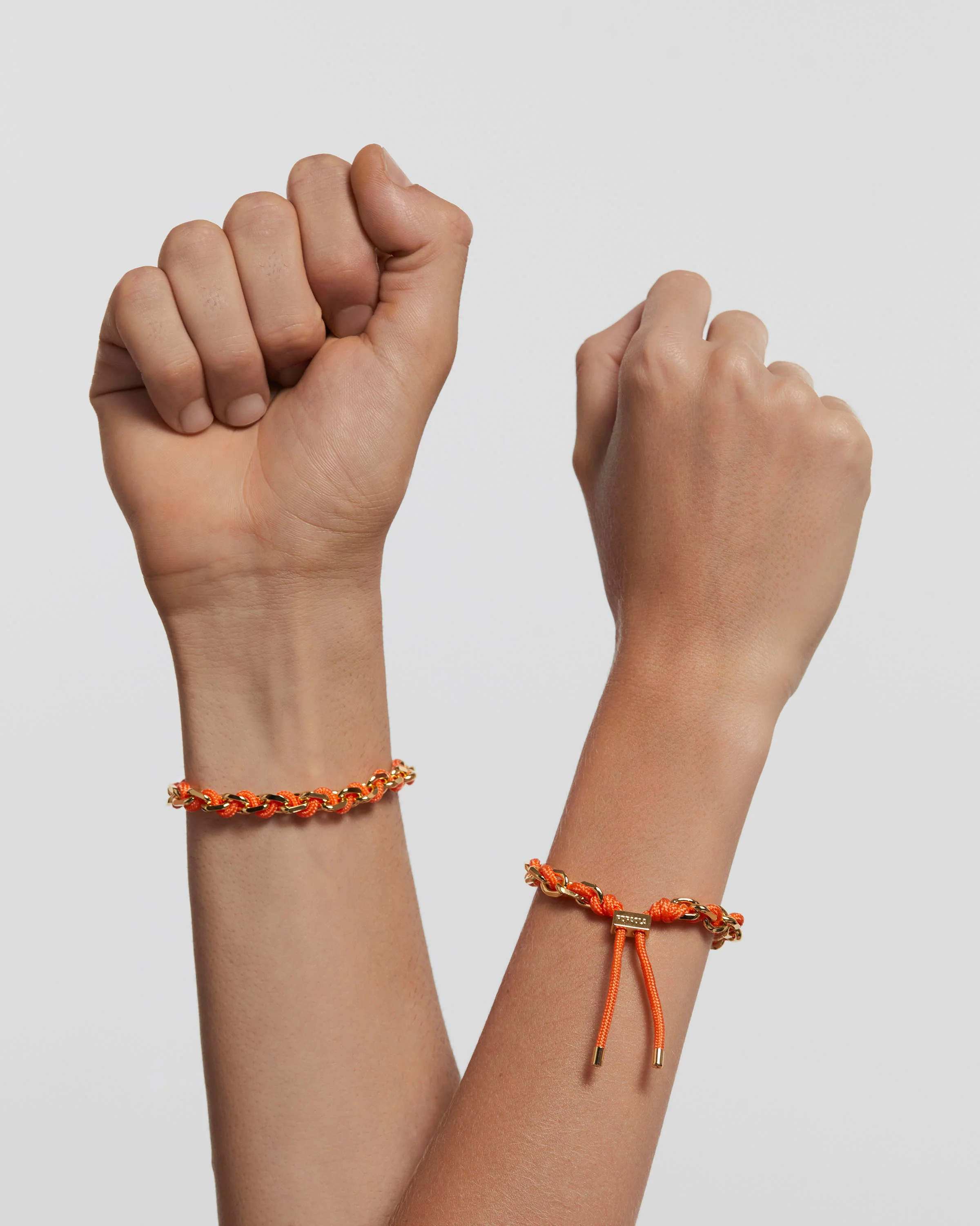 Tangerine Rope and Chain Bracelet