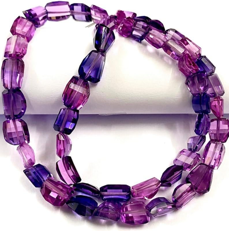 Natural Pinkish Purple Sapphire Nuggets facated Beads 9-11 MM 20 inch Long String Jewelry Making Gemstone Beads for Necklace Bracelet