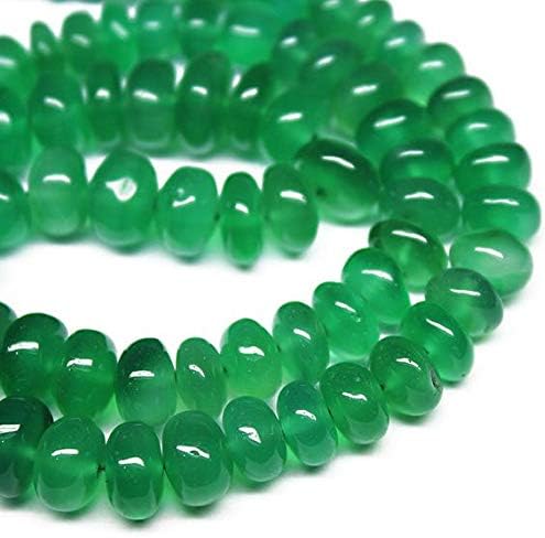 LOVEKUSH LKBEADS Natural Green Onyx Smooth Gemstone Rondelle Gemstone Loose Craft Beads Strand 16 Inch Long 6mm 11mm Code-HIGH-819