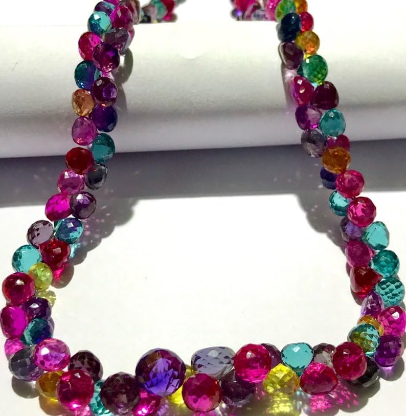 Natural Multi Sapphire Onion facated Beads 6-8 MM 18 inch Long String Jewelry Making Gemstone Beads for Necklace Bracelet