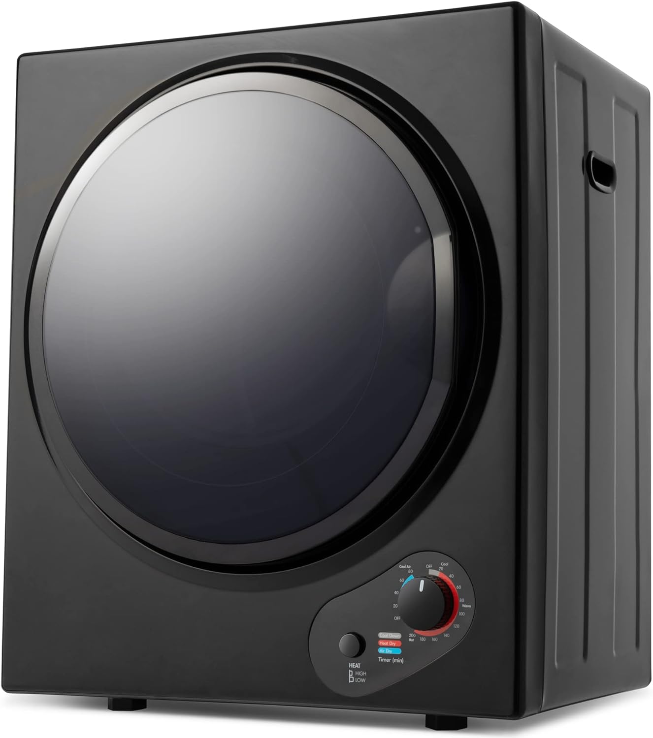 Electric Portable Clothes Dryer, Front Load Laundry Dryer for Apartments, Dormitory and RVs with Easy Knob Control, Wall Mount Kit Included (Black)