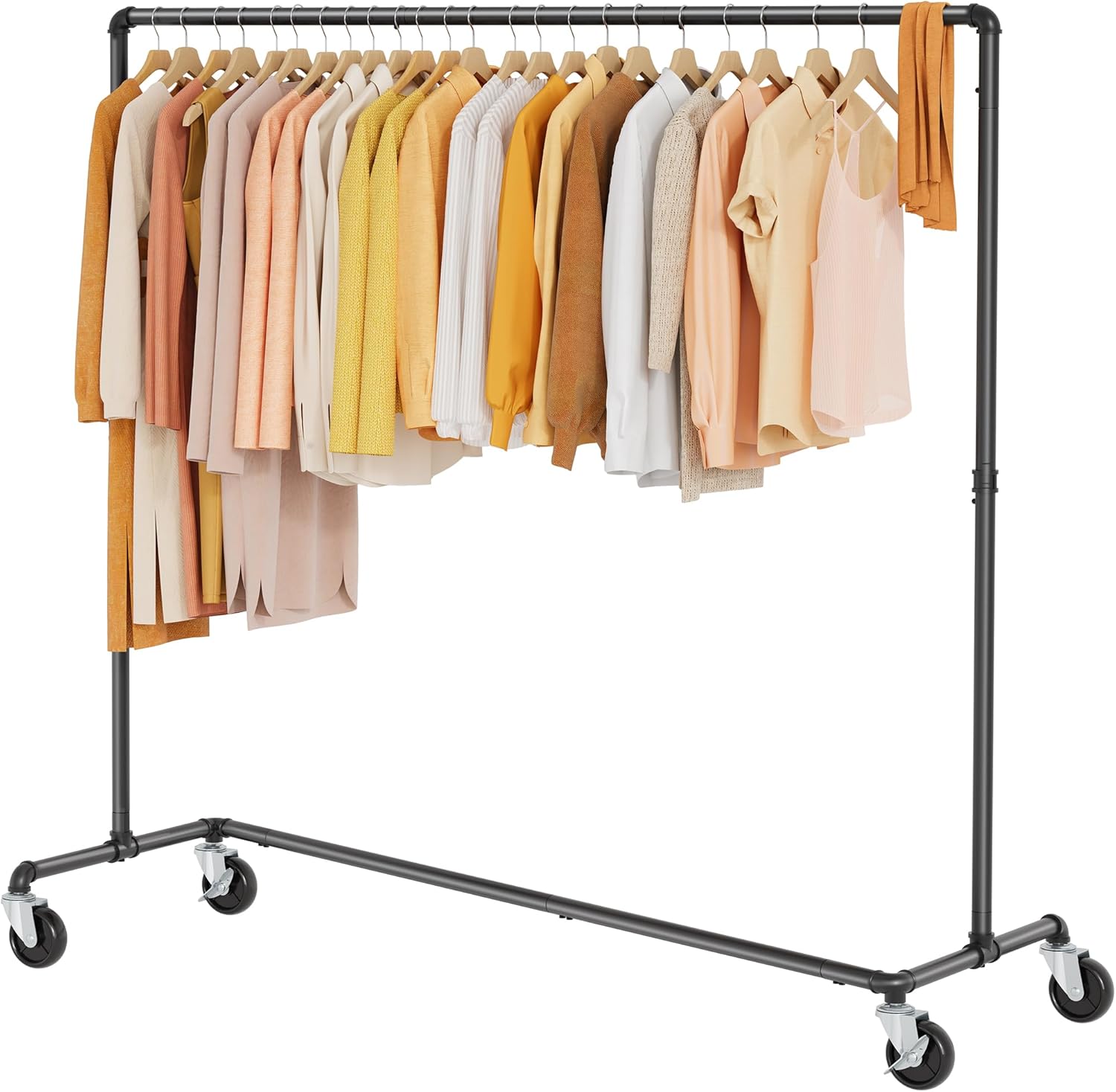 Tajsoon Clothing Racks for Hanging Clothes Z Rack for Clothing Heavy Duty Hold 250LBS, Z Clothing Rack Industrial with Lockable Wheels, Rolling Clothes Rack for Bedroom, Laundry Room, Black