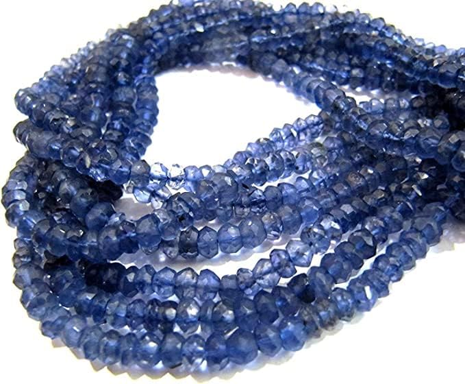 Hanumat Gems Lot of 5 Strands Natural Iolite Rondelle Faceted Beads 4-5mm Gemstone Beads Strand 13 inches