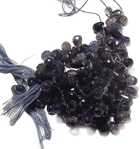 Iolite Tear Drop Beads, Iolite Briolette Beads, Faceted Briolettes, 6x8mm to 8x11mm, 8 Inch Strand Code-HIGH-48086