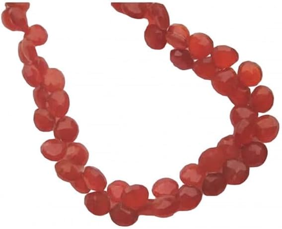 Natural Carnelian Briolettes - 8x8mm Orange Carnelian Heart Shaped Faceted Briolettes 6 Inches lot of 10 Strands CHIK-STRD-94859