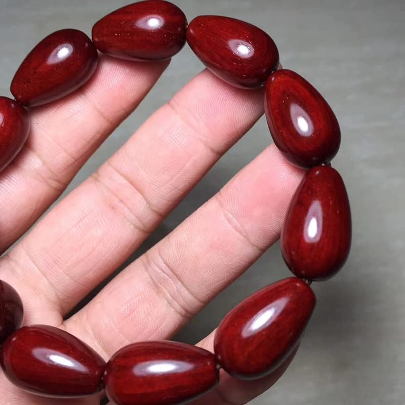 小叶紫檀水滴珠佛珠手串高油密2.0 * 1.2酒红底色玻璃底搭配1.5三通(小叶紫檀水滴珠)