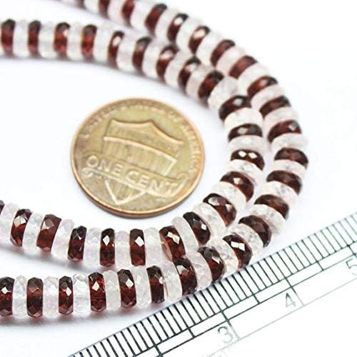 Shaded Multi Red Garnet White Quartz Faceted Wheel Tyre Rondelle Gemstone Craft Beads Strand 18 Inch Long 5mm Code-HIGH-1691