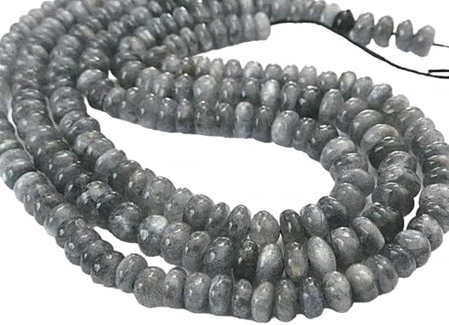 Labradorite Gemstone Beads Semi Precious Smooth Rondelles, Large 7-8mm. 13