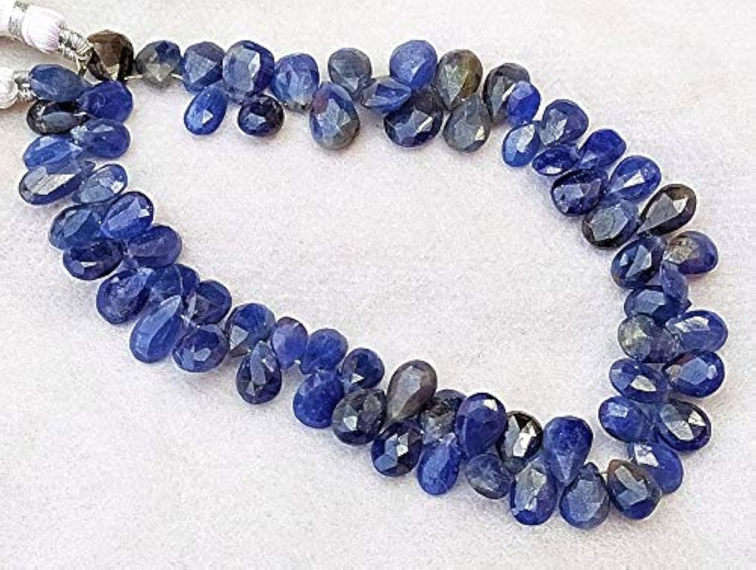 GEMZ 6 inch Strand of Natural Blue Sapphire pear Shape Faceted Cut Blue Color briollete Beads for DIY Jewelry Making- Earring Necklace Bracelet.