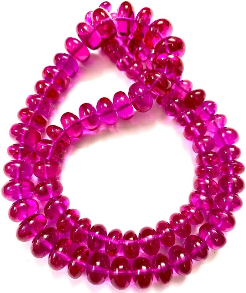 Natural Pink Spinel RONDELLE soomth Beads 7X12MM 18 inch Long String Jewelry Making Gemstone Beads for Necklace Bracelet