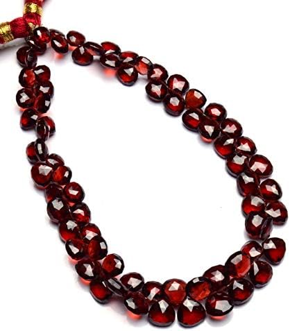 13 inch natural beads strand of 6-7mm faceted heart rhodolite garnet gemstone briolletes beads for DIY jewelry - necklace, bracelet, earring, ring.