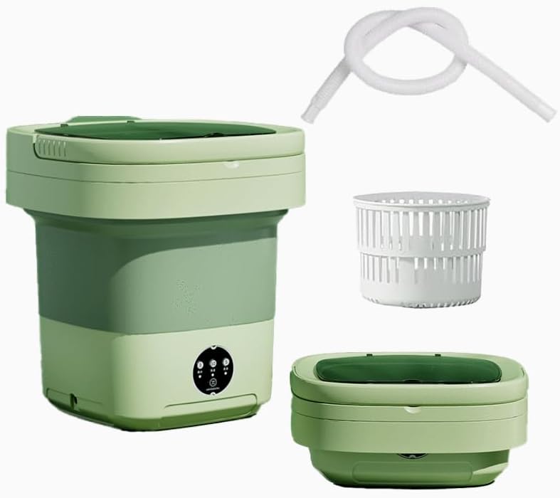 Foldable Washing Machine, 9L Mini Washing with 3 Modes Deep Cleaning Half Automatic Washt, Portable Washing Machine for Apartments, Dormitories, Camping, RV Travel (Green)