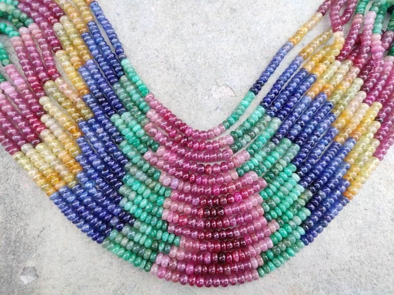 Natural Multi Precious roundelle Smooth Beads 5-5.5 mm 16 inch Long String Jewelry Making Gemstone Beads for Necklace Bracelet