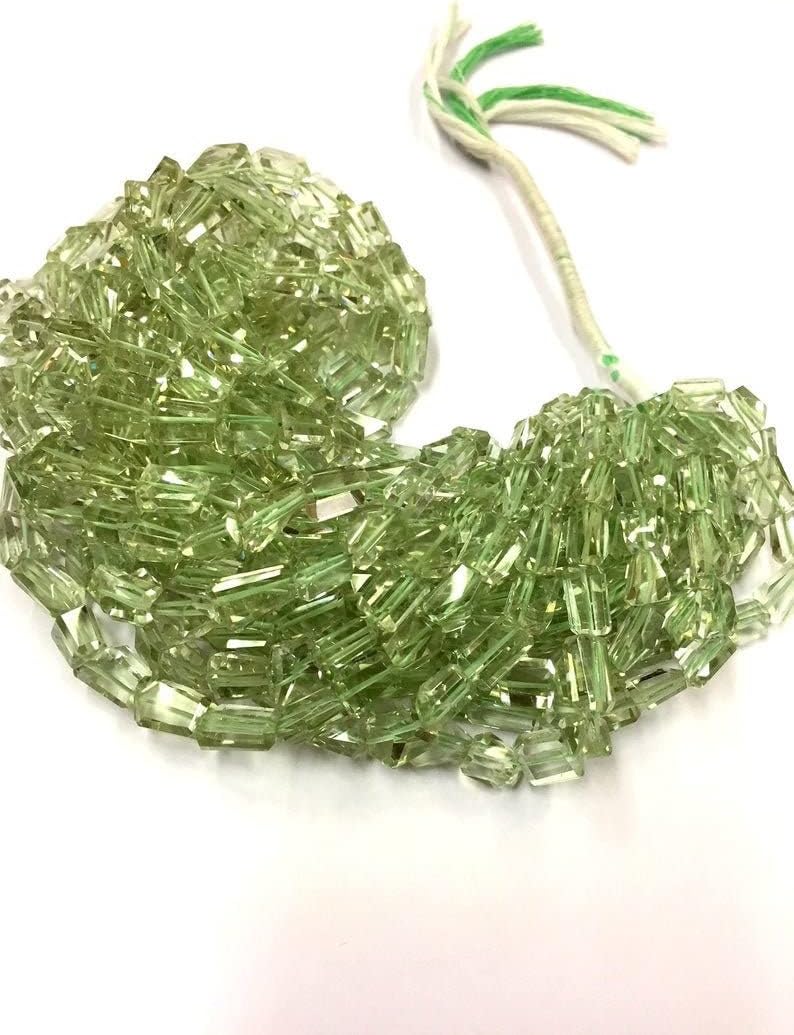 Natural Green Amethyst Nugget Faceted Beads 8mm 16 inch Long String Jewelry Making Gemstone Beads for Necklace Bracelet