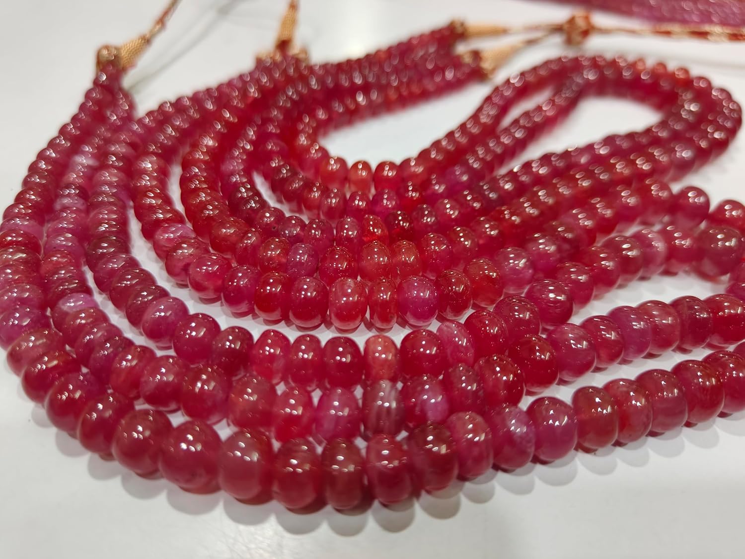 Natural Ruby Rondelle Plain Smooth Graduated 5 to 8mm Beads Sold Per Strand 8 inches Long