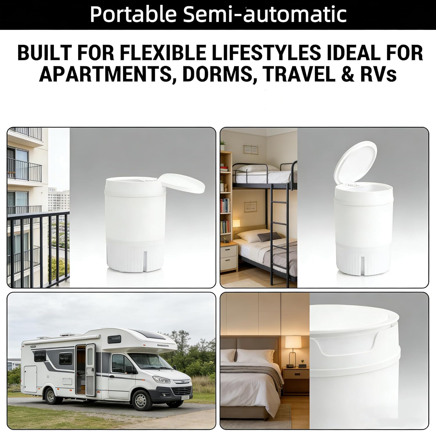 Compact Mini Washer- Portable Semi-automatic Small Washer Machine Single Tub Laundry Washer for Apartments, Dorms,Traveling, RV, IPX4 (White)