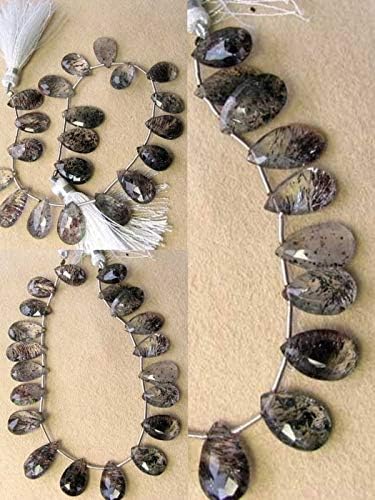 Cacoxenite Quartz Faceted Briolette Bead Strand 109898 for Jewelry Making