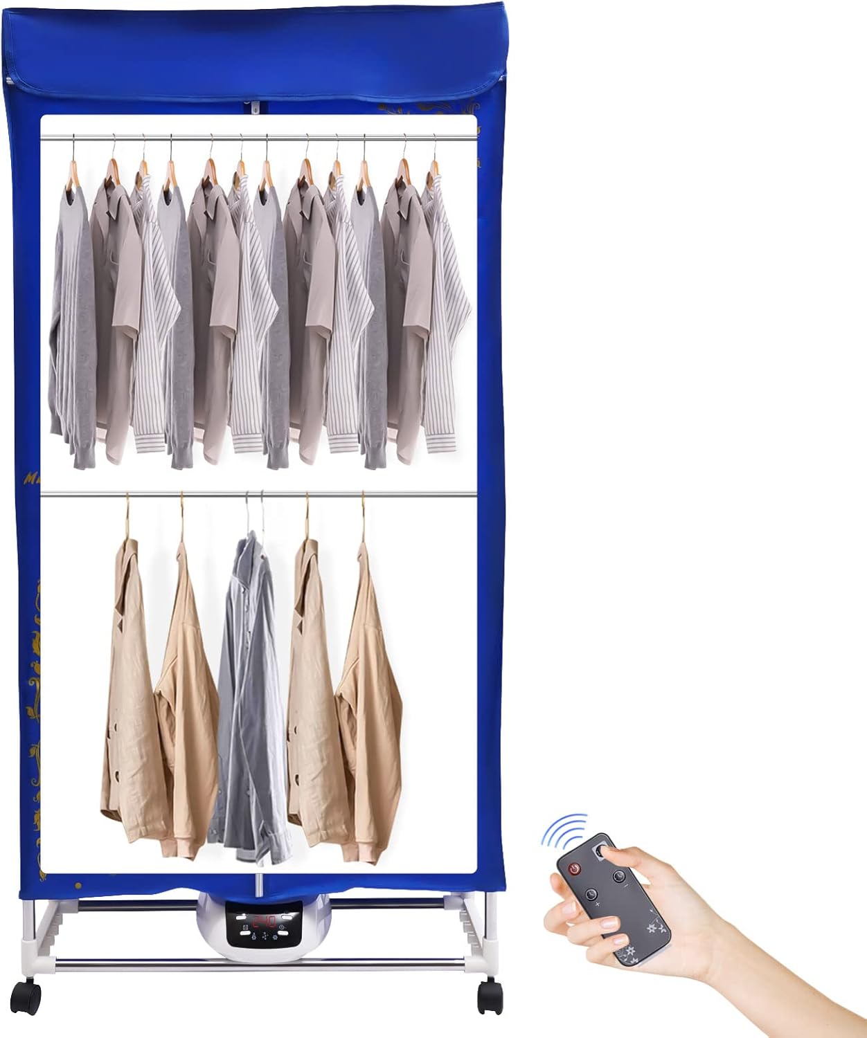 Portable Clothes Dryer, 1200-1500W Electric Clothes Drying with Remote Control, Foldable Travel Mini Dryer for Clothes, Portable Foldable Electric Drying Machine for Travel,RV, Home,Apartment