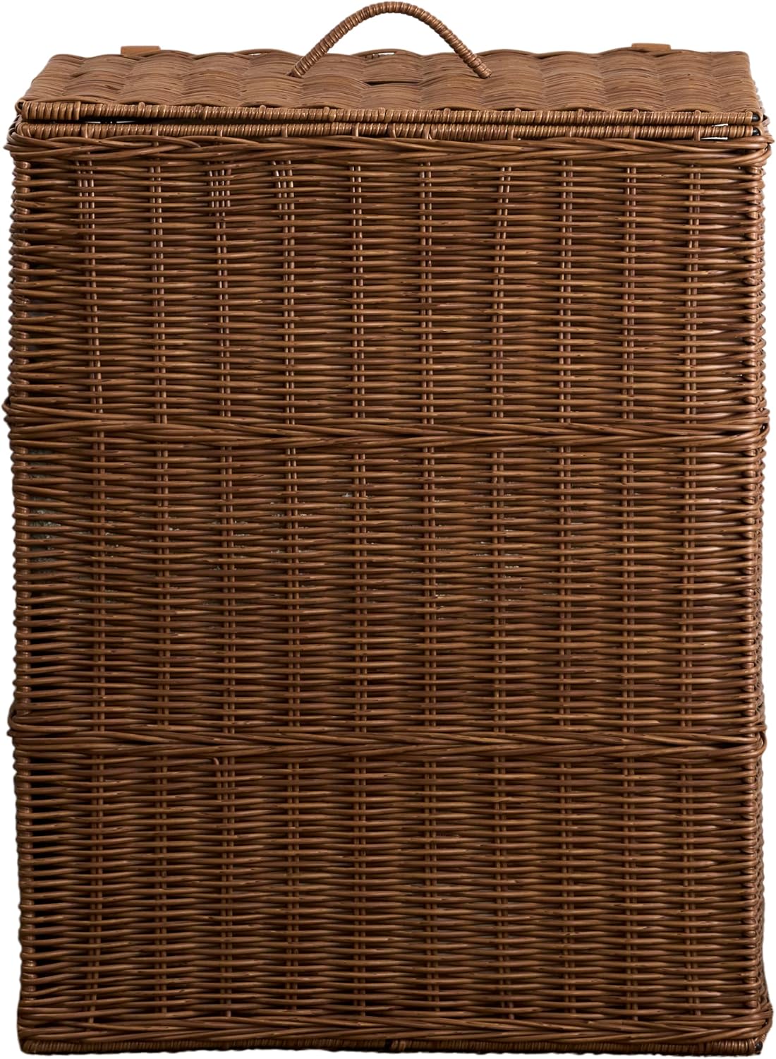 Joseph Rectangular Laundry Basket with Lid – Resin Wicker Hamper for Bedroom or Bathroom, Espresso Brown, 17