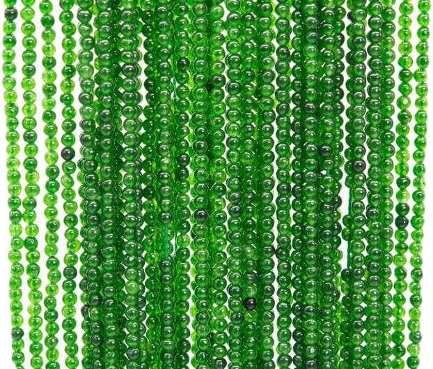 13 inch Strand of Natural gem Grass Green Malaysian Jade, 4 mm Round Smooth Beads for DIY Jewelry Making. | Beads_03375, as per photo