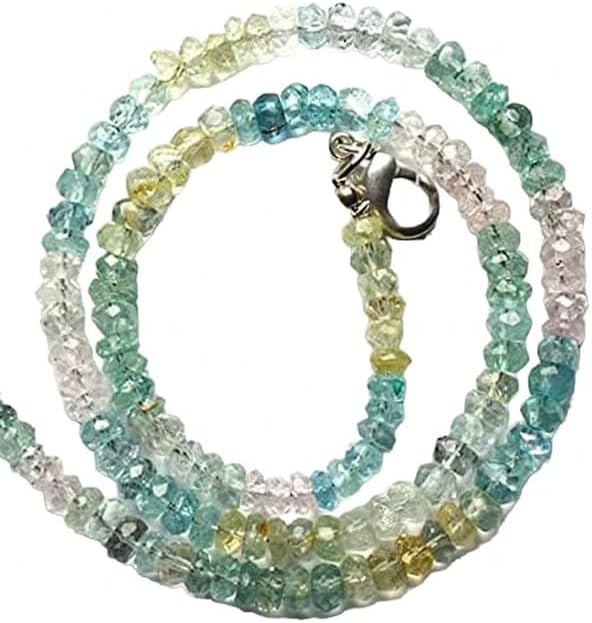 Hand_Crafted Natural Aquamarine Facet Rondelle Beads 26 Inch Full 5MM Approx YO-NECK-21281