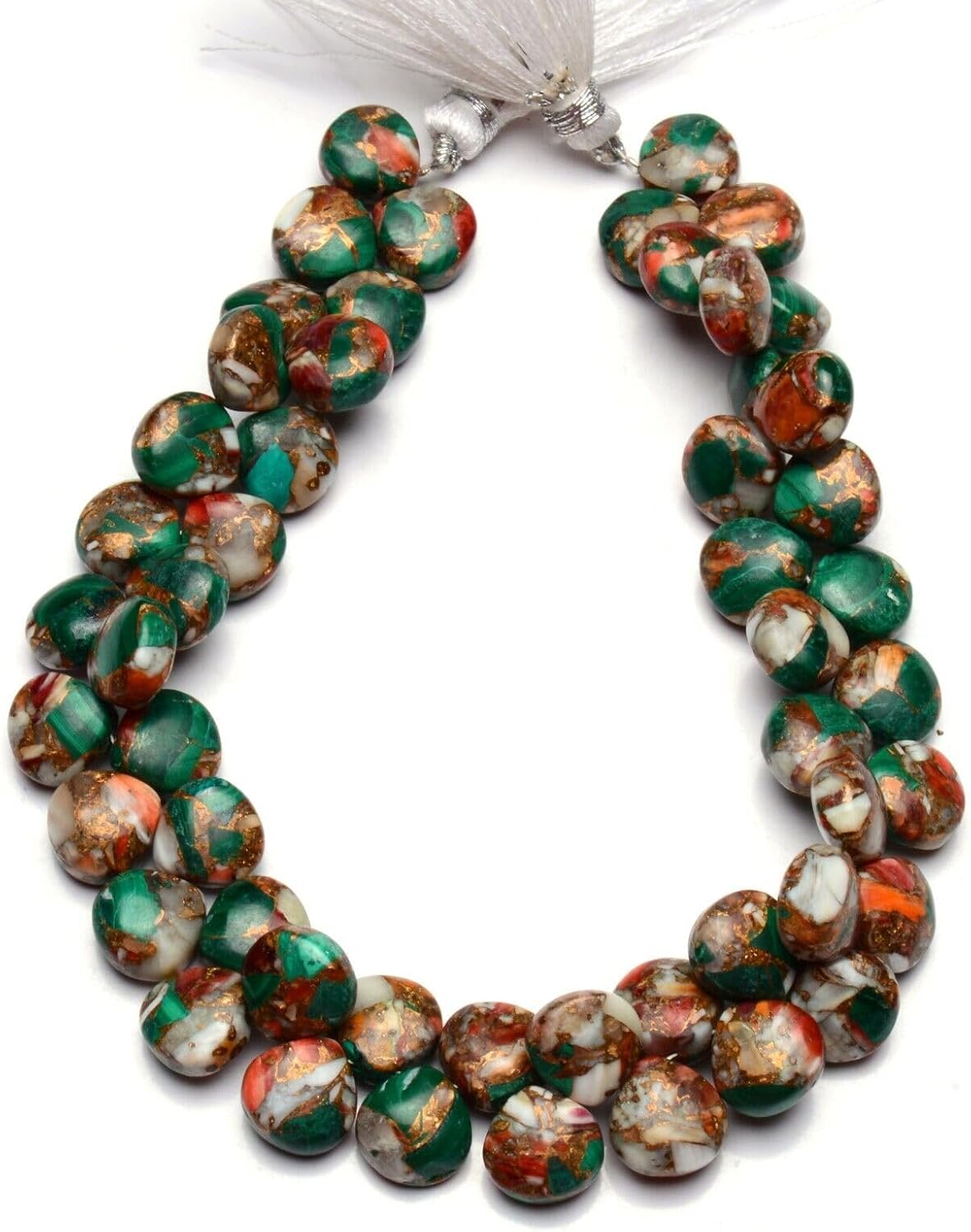 8 inch Strand of Natural Copper Malachite 10mm Heart Smooth briolette Beads for DIY Jewelry Making. |BRIO_02701