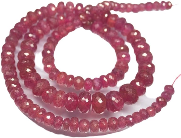 13 inch Strand of Natural gem Pink Sapphire, 8mm Rondelle Faceted Beads for DIY Jewelry Making. | Beads_06382, As Per Photo