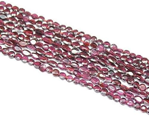 3 Strands Natural Red Garnet Faceted Oval Loose Gemstone Craft Beads 14 Inch Long 6mm Code-HIGH-196