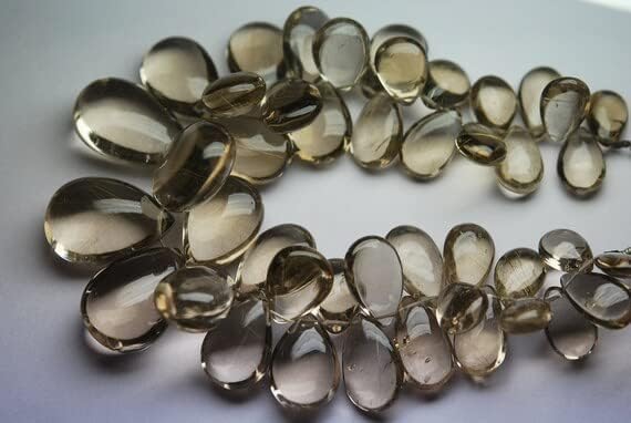 8 Inch Strands,Golden Rutilated Quartz Smooth Pear Shape Briolettes,13-25mm